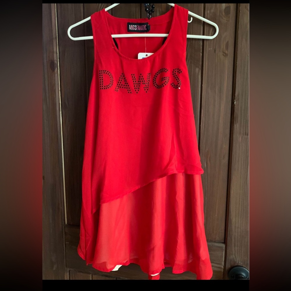 Georgia Bulldogs mini dress, lined, new with tags. Miss Fanatic brand.